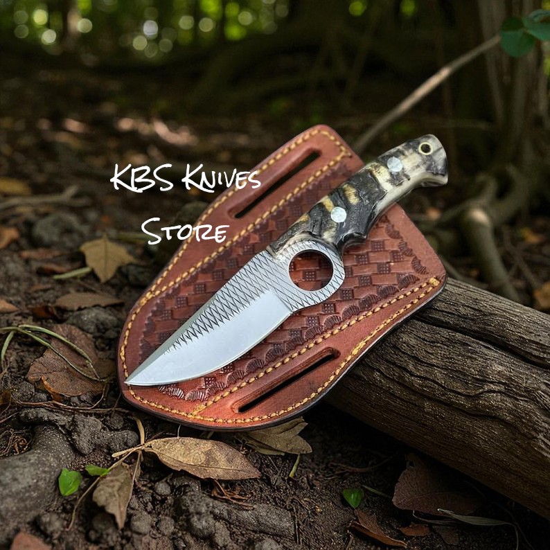 Cowboy Handmade Hunter with Sheath with Rasp Steel & Sheep Horn