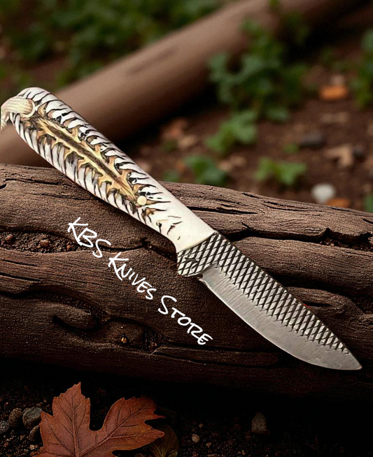 Cowboy Utility Knife with Epoxy Pine Cone Resin Handle