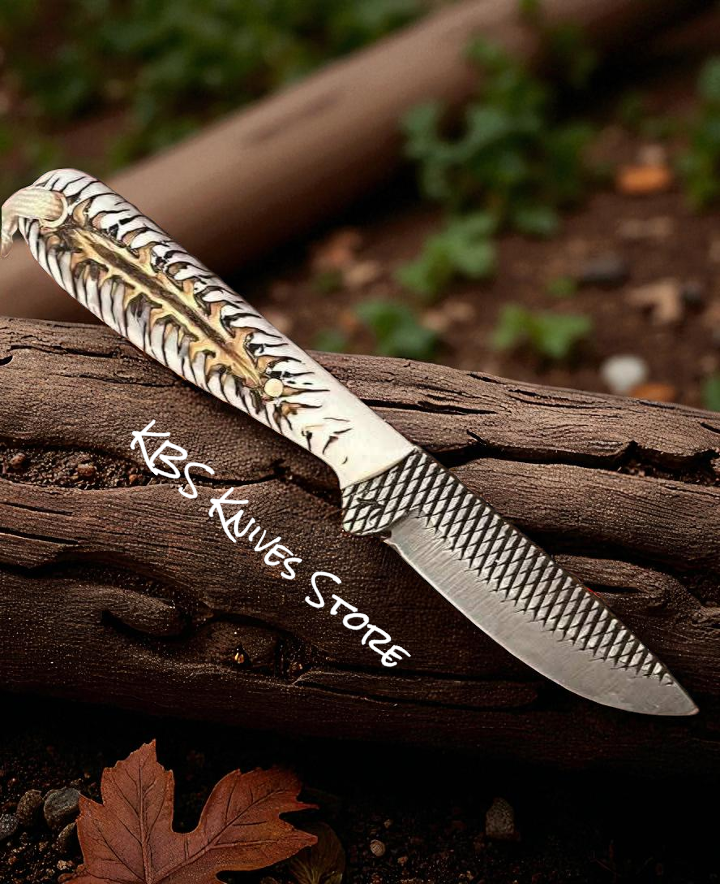 Cowboy Utility Knife with Epoxy Pine Cone Resin Handle