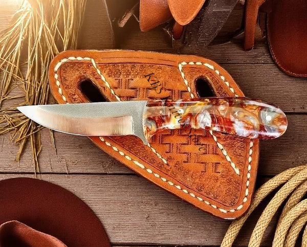 Western Cowboy Knife - Durable Rasp Steel with Resin Handle