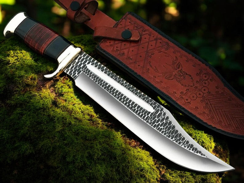 Forged Crocodile Dundee Knife with Leather Sheath