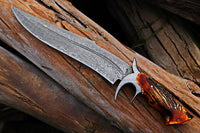 Custom Handmade RED DRAGON SLAYER Bowie Knife with Leather Sheath for Hunters