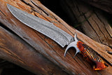 Custom Handmade RED DRAGON SLAYER Bowie Knife with Leather Sheath for Hunters