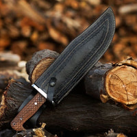 Full Tang D2 Steel Bowie Knife with Blood Groove and Leather Sheath