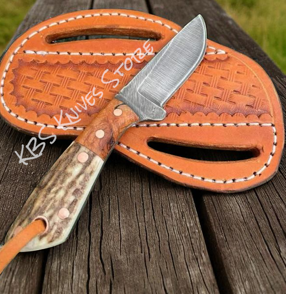Handmade Buckaroo Knife for Wrangler D2 Steel with Antler Horn & Rosewood