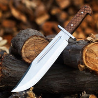 Handmade Collins & Co. Bowie Knife with Premium Leather Sheath and Blood Groove