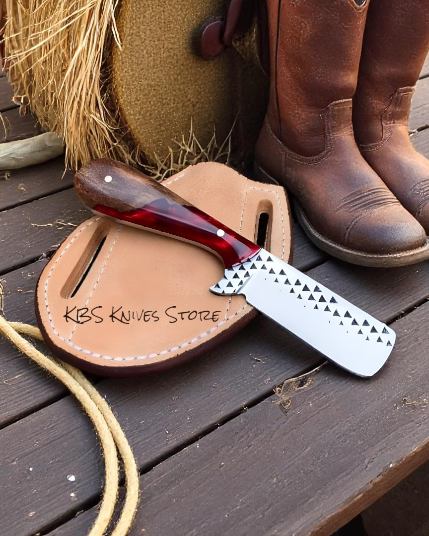 Handmade cowboy bull cutter farrier rasp steel with epoxy resin handle 3.75 inch blade
