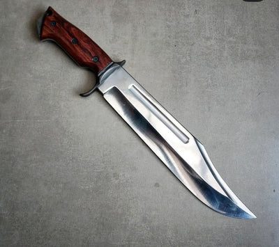 Leatherneck Bowie Knife with Full Tang O1 Tool Steel Blade and Leather Sheath