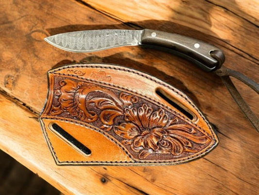 Mini Kukri Blade | Damascus Steel Walnut Handle
