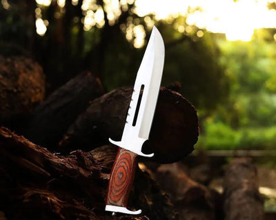 Rambo bowie knife D2 steel 12 inch blade with exotic red wood handle steel guards