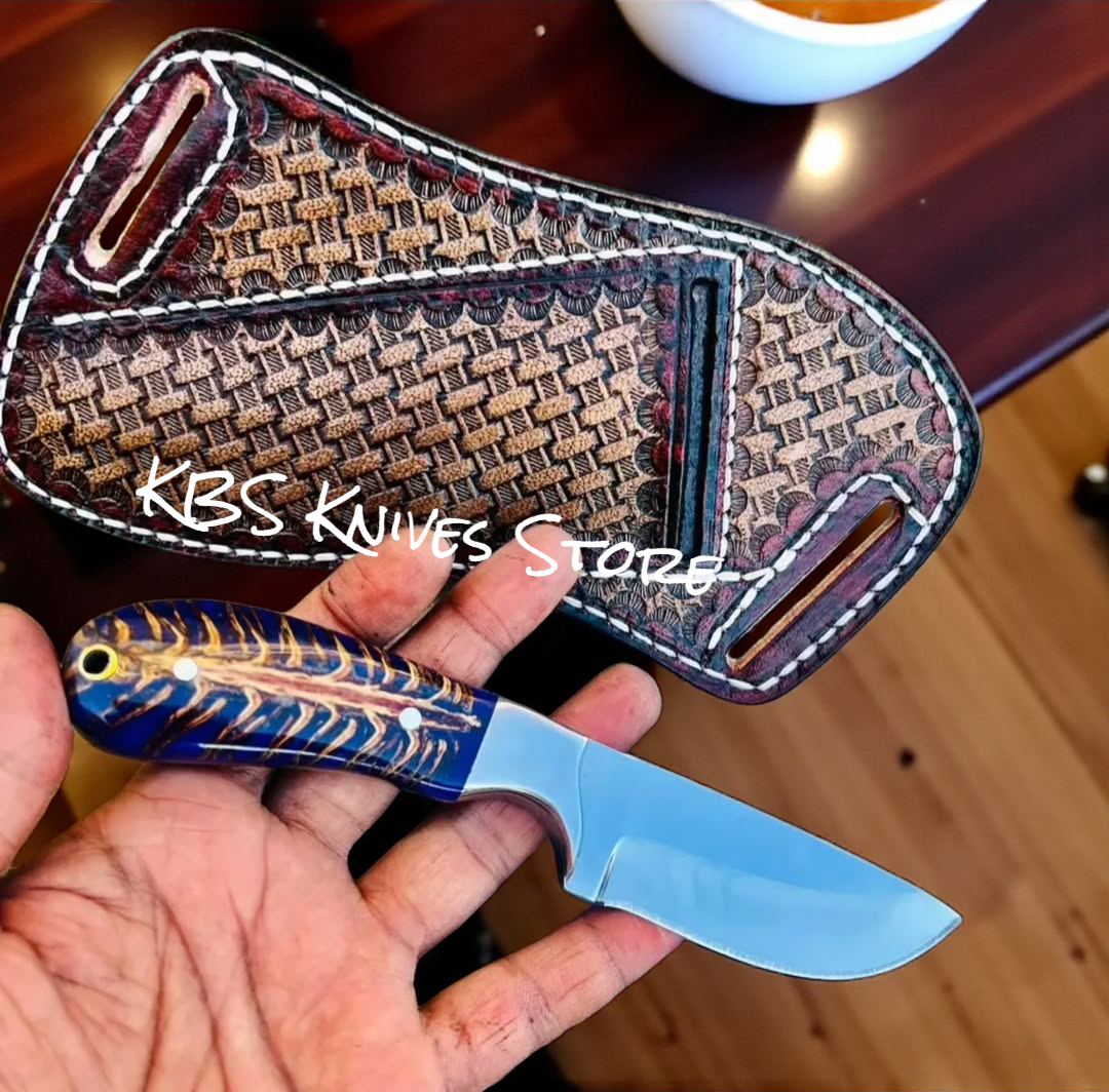 Rugged D2 Steel Knife 7.5" with Pine Cone Handle