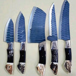 VG10 Hand Forged Steel Knife Set with Horn Handles