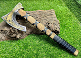 Viking Hatchet - Custom Handmade Engraved 1095 Steel Blade with Ash Wood Handle | KBS Knives Store

