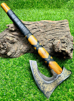 Viking hatchet perfect for camping and outdoor use with protective sheath