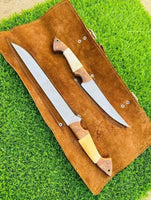 Fishing Fillet and Boning Knife Set with Stainless Steel Blades and Bone/Rosewood Handles