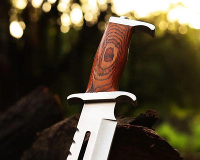 Rambo Knife – 17" D2 Steel Blade with Blood Groove & Pakka Wood Handle

