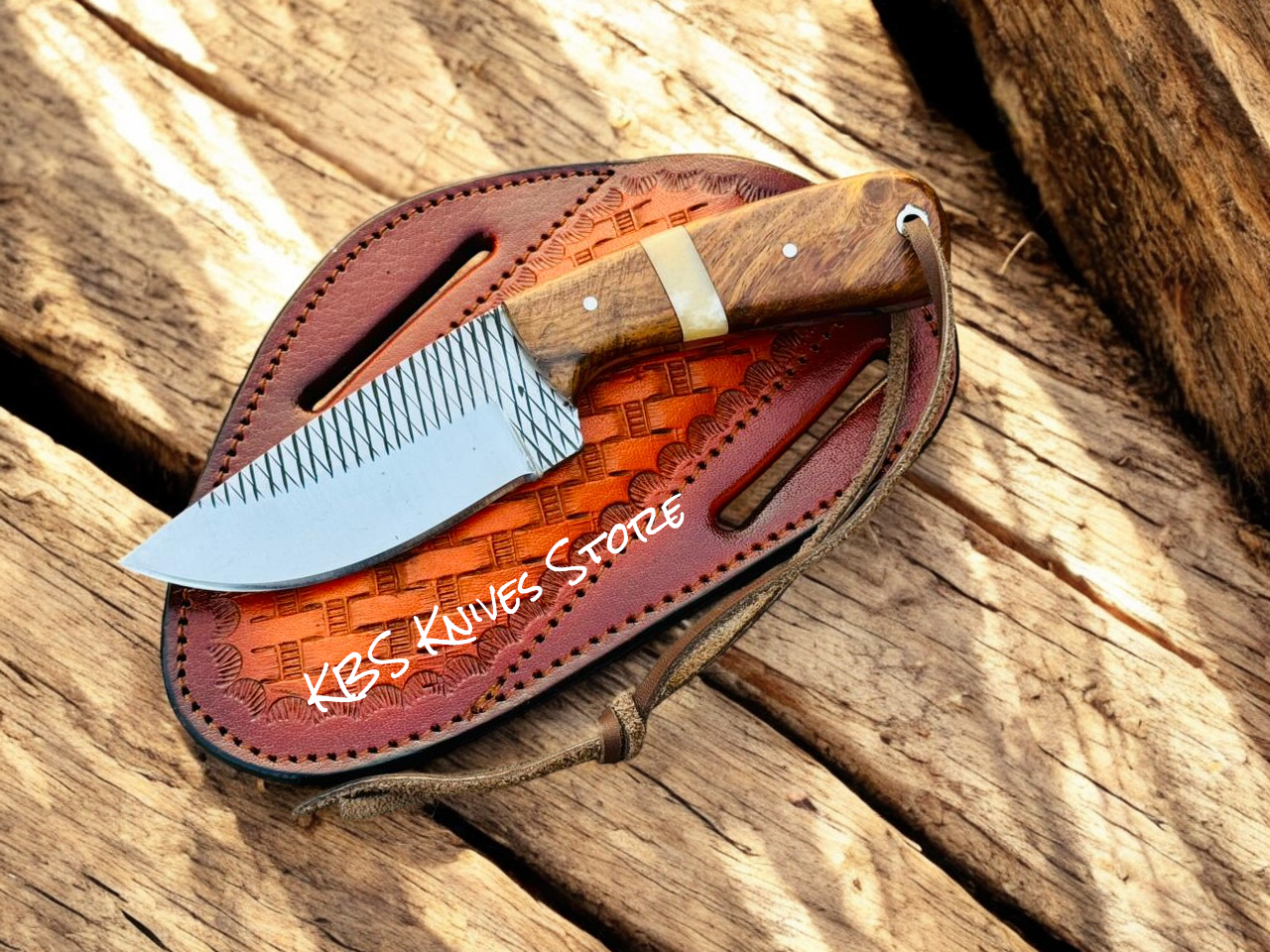 Traditional Cowboy Knife – Rasp Steel with Bone & Rosewood Handle
