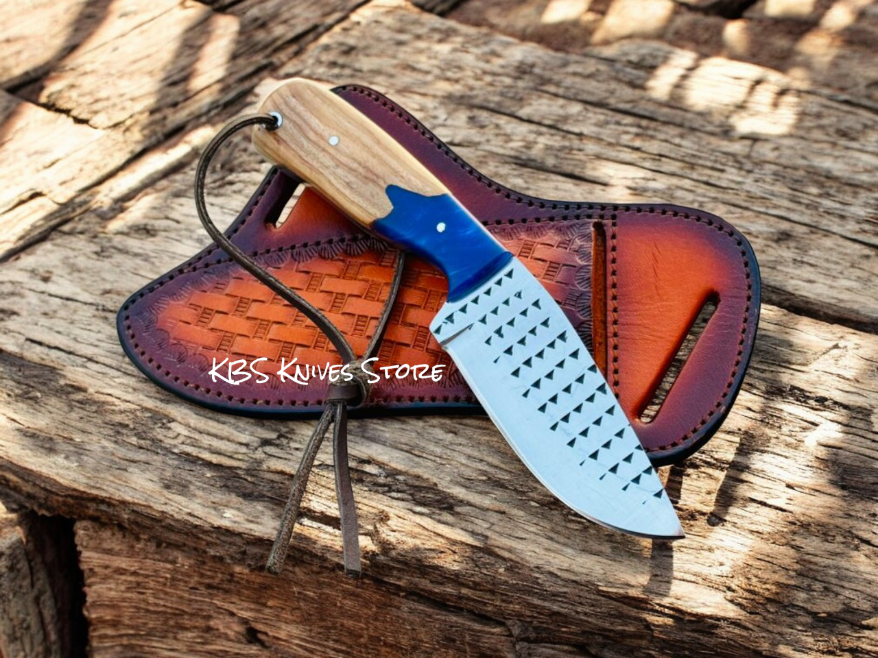 Cowboy Knife and Sheath Set – 3.6" Rasp Steel Blade Crossdraw
