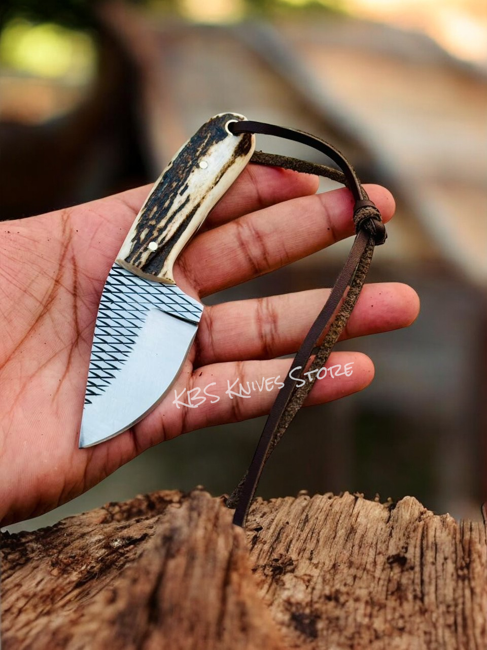 Small Everyday Carry Knife – 5.2" Overall, 2.5" Rasp Steel Blade & Sheath