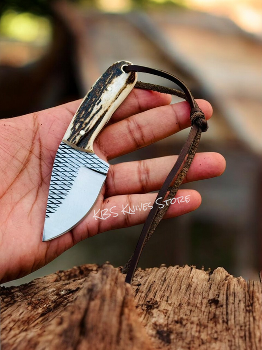 Small Everyday Carry Knife – 5.2" Overall, 2.5" Rasp Steel Blade & Sheath