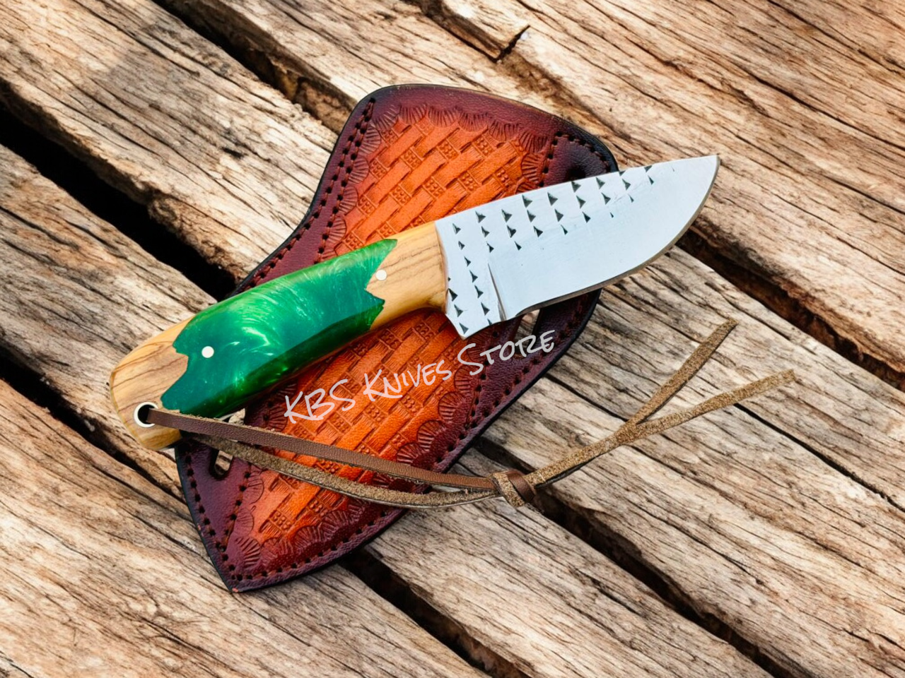 Best Custom Knife for Skinning Deer – 3.4" Rasp Steel Blade with Olivewood Handle