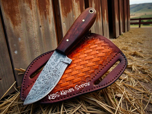 handmade cowboy knife for cattle ranching with sheath
