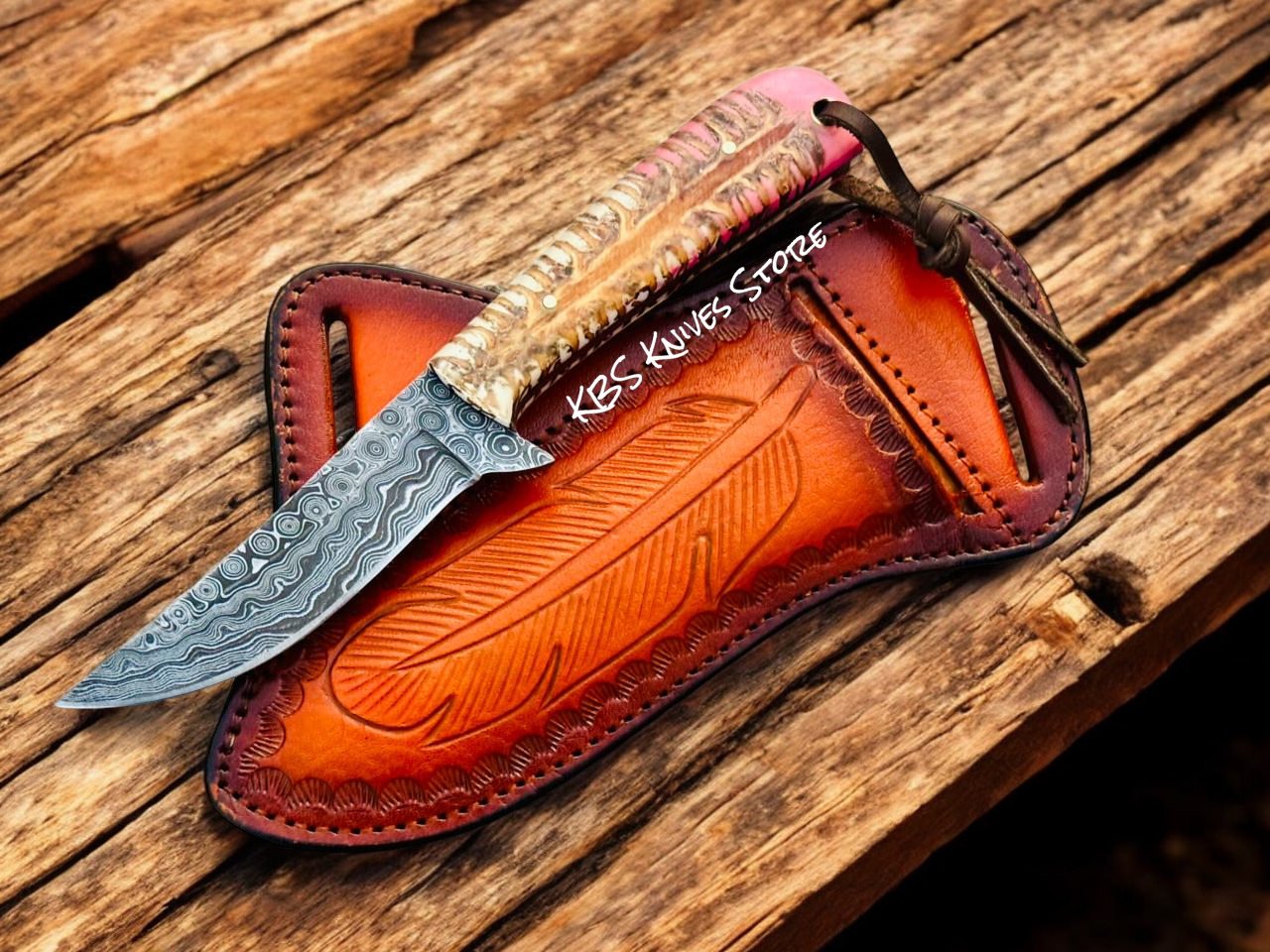 Personalized Cowboy Knife for Rancher Gifts – 4" Teardrop Damascus Blade