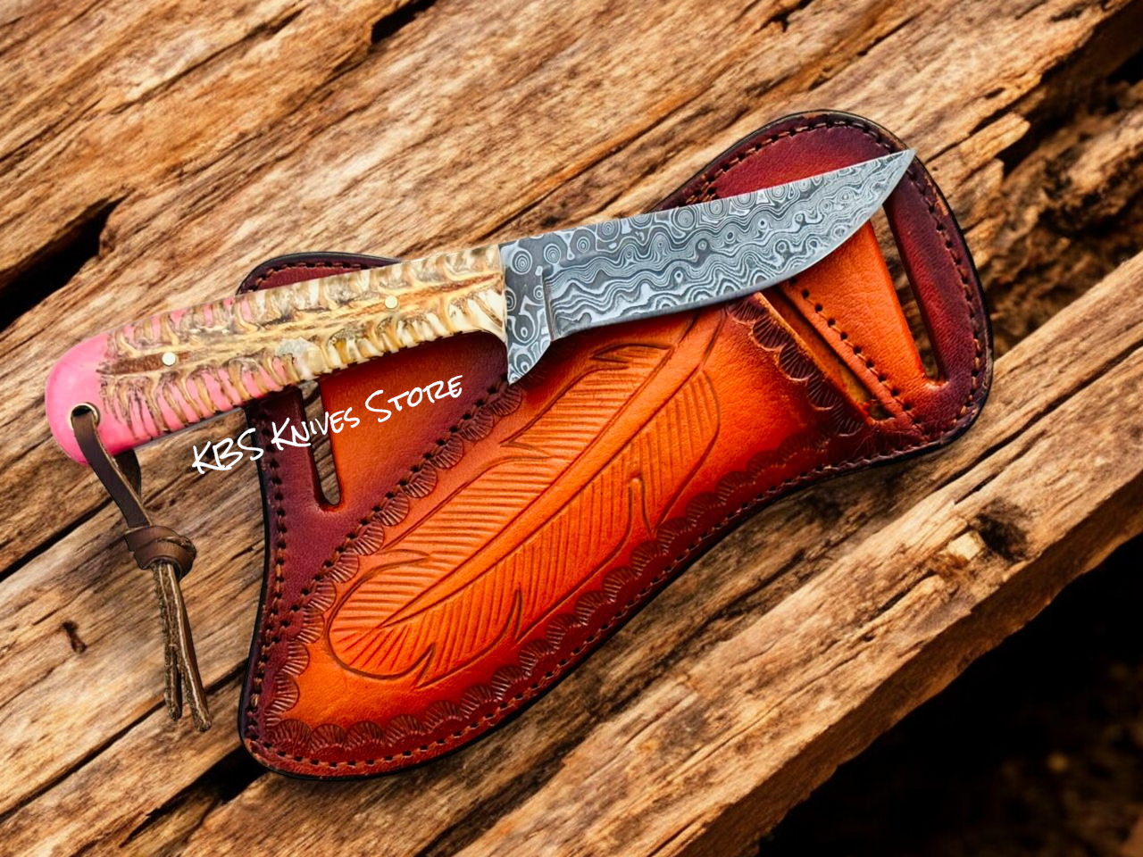 Personalized Cowboy Knife for Rancher Gifts – 4" Teardrop Damascus Blade  with sheath