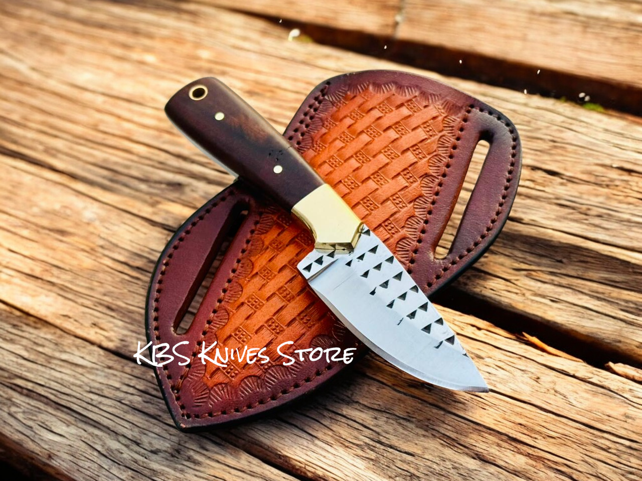 Western Saddle Carry Cowboy Knife – 2.8" Rasp Steel Blade with Rosewood Handle