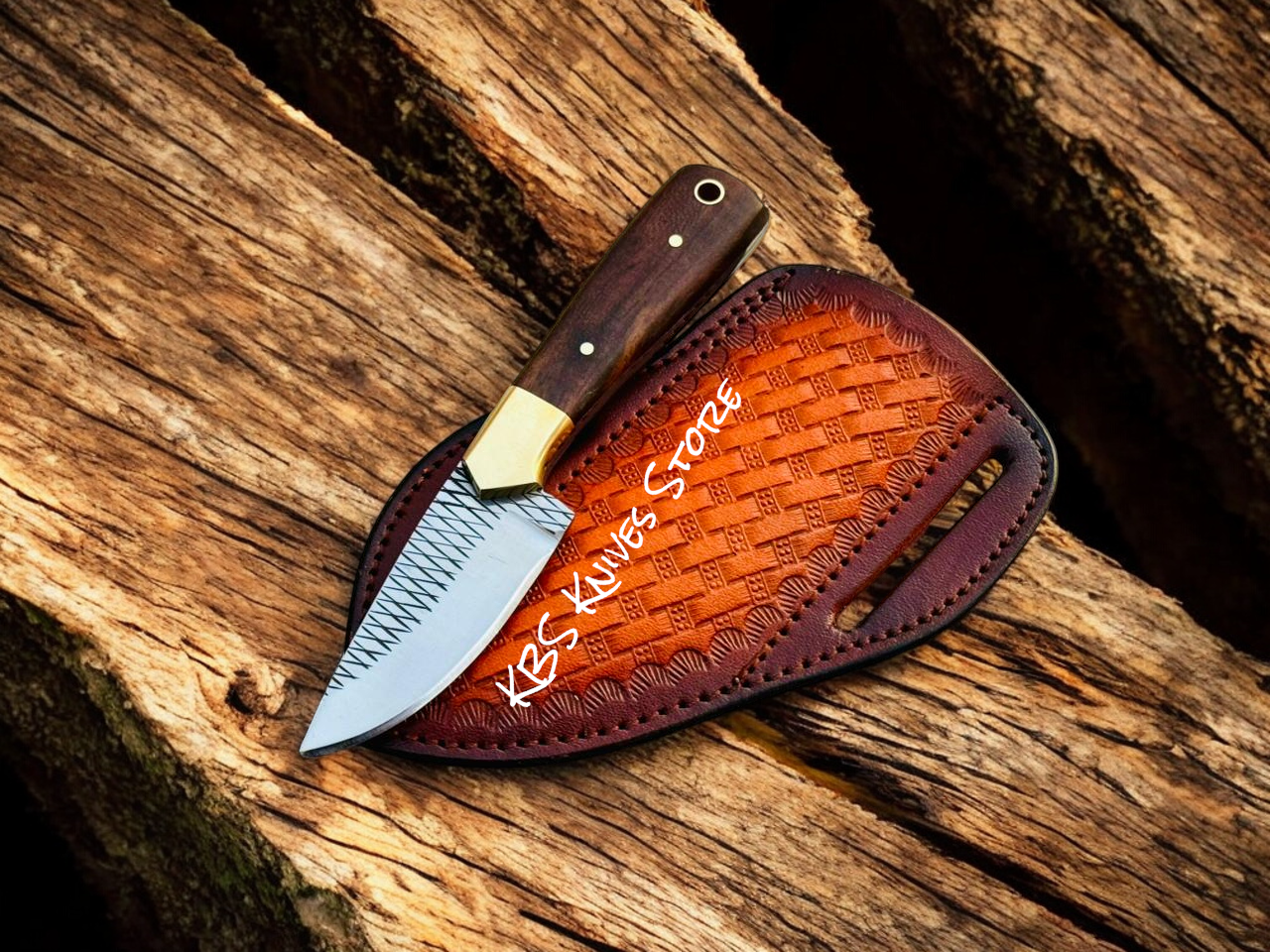 Western Saddle Carry Cowboy Knife – 2.8" Rasp Steel Blade with Rosewood Handle