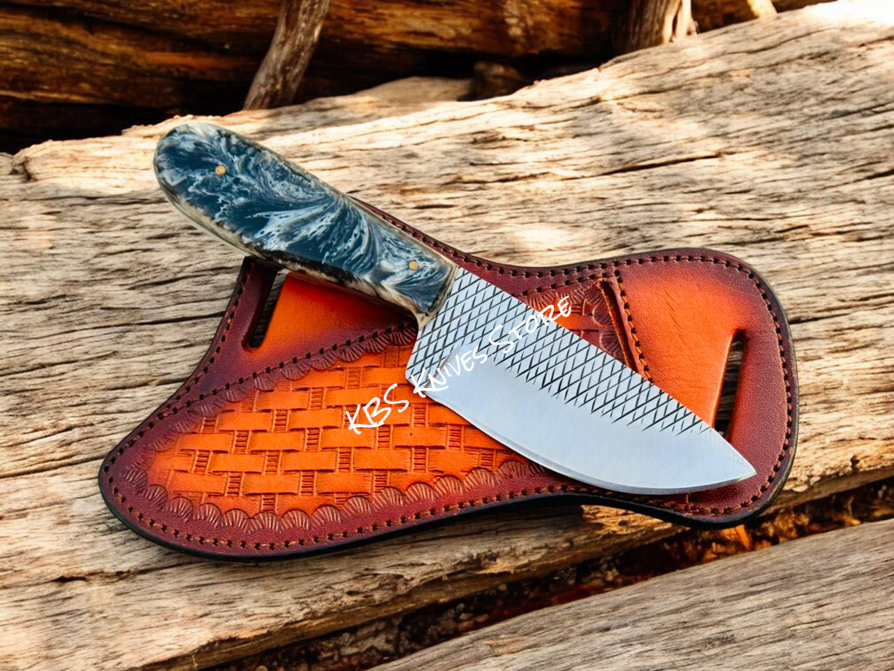 Rugged Cowboy Knife for Field Dressing – 4" Rasp Steel Blade & Epoxy Handle