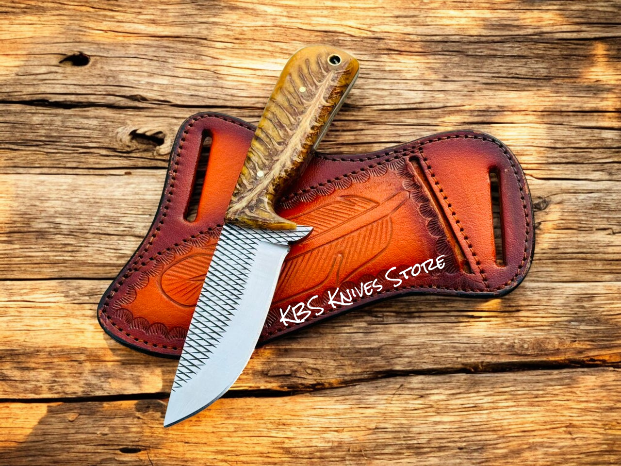 Gift-Ready Cowboy Knife with Sheath – 3.75" Rasp Steel Blade