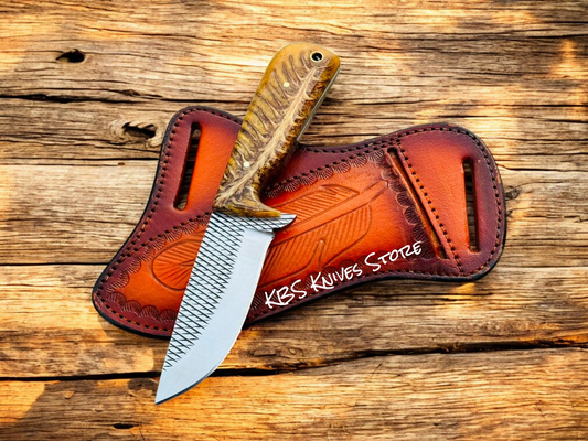 Gift-Ready Cowboy Knife with Sheath – 3.75" Rasp Steel Blade