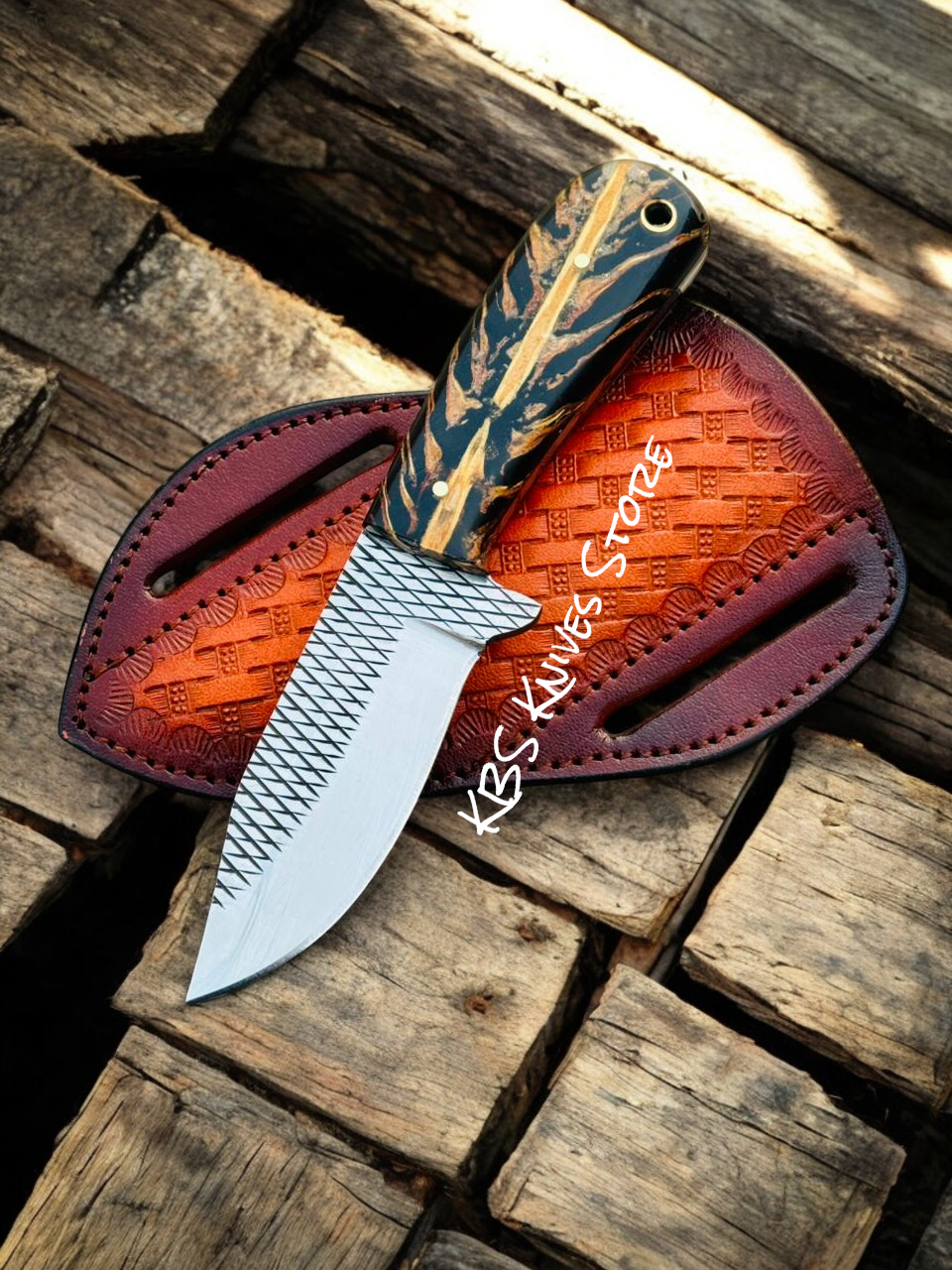 Traditional Ranch Cowboy Working Knife – 3.5" Rasp Steel Blade with Sheath