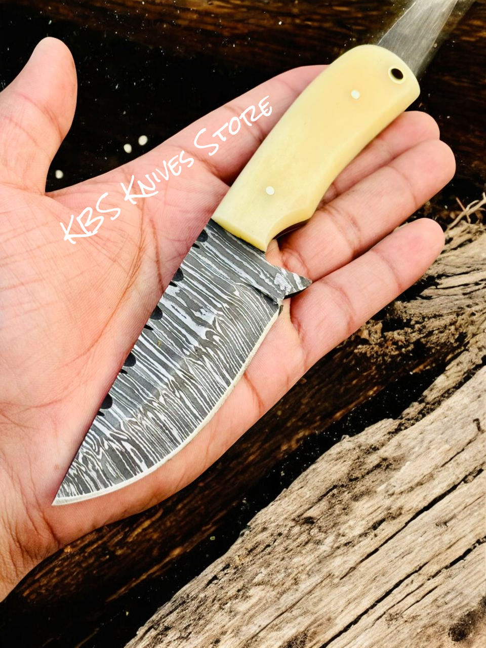 Cowboy Cross Draw Knife 3.9" Firestorm Damascus