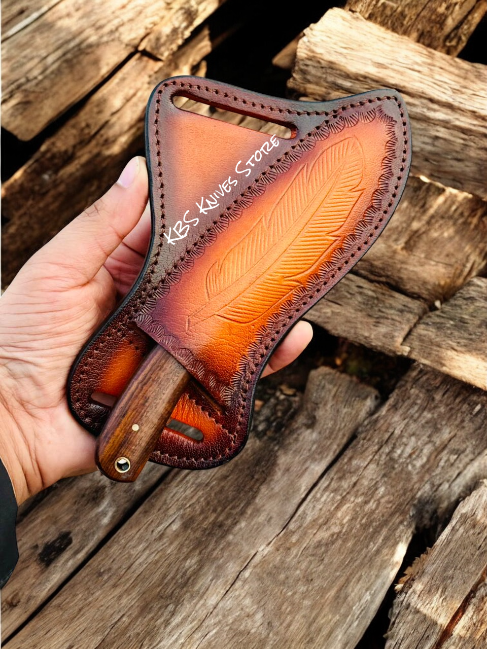 Cowboy Rough Rider Knife – 3.75" Damascus Blade Deer Bone Handle