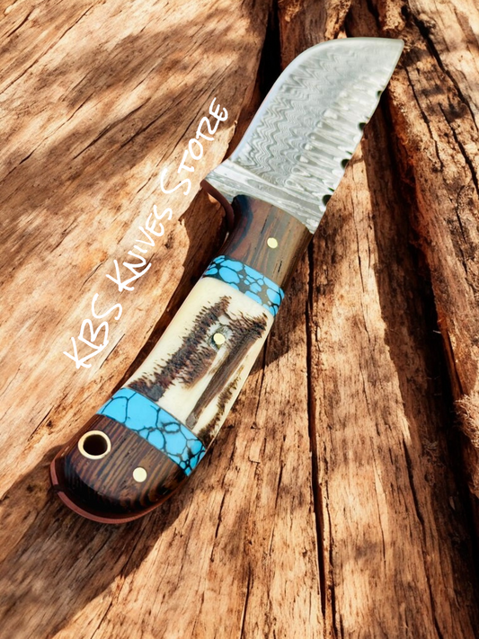 Dallas Cowboys 1994 Knife – Handmade Damascus with Turquoise Accents
