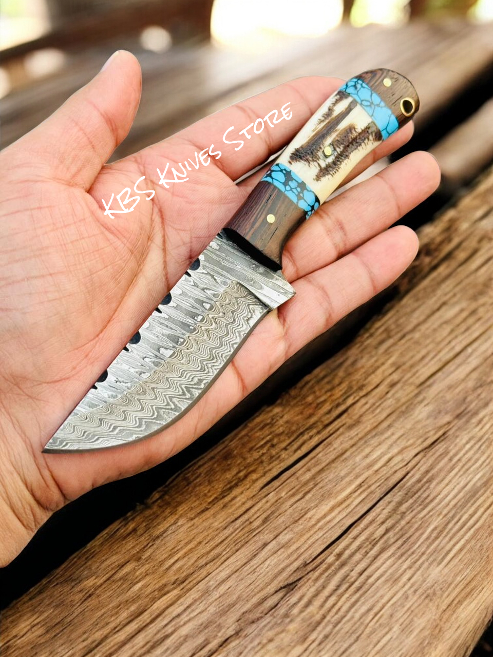Dallas Cowboys 1994 Knife – Handmade Damascus with Turquoise Accents