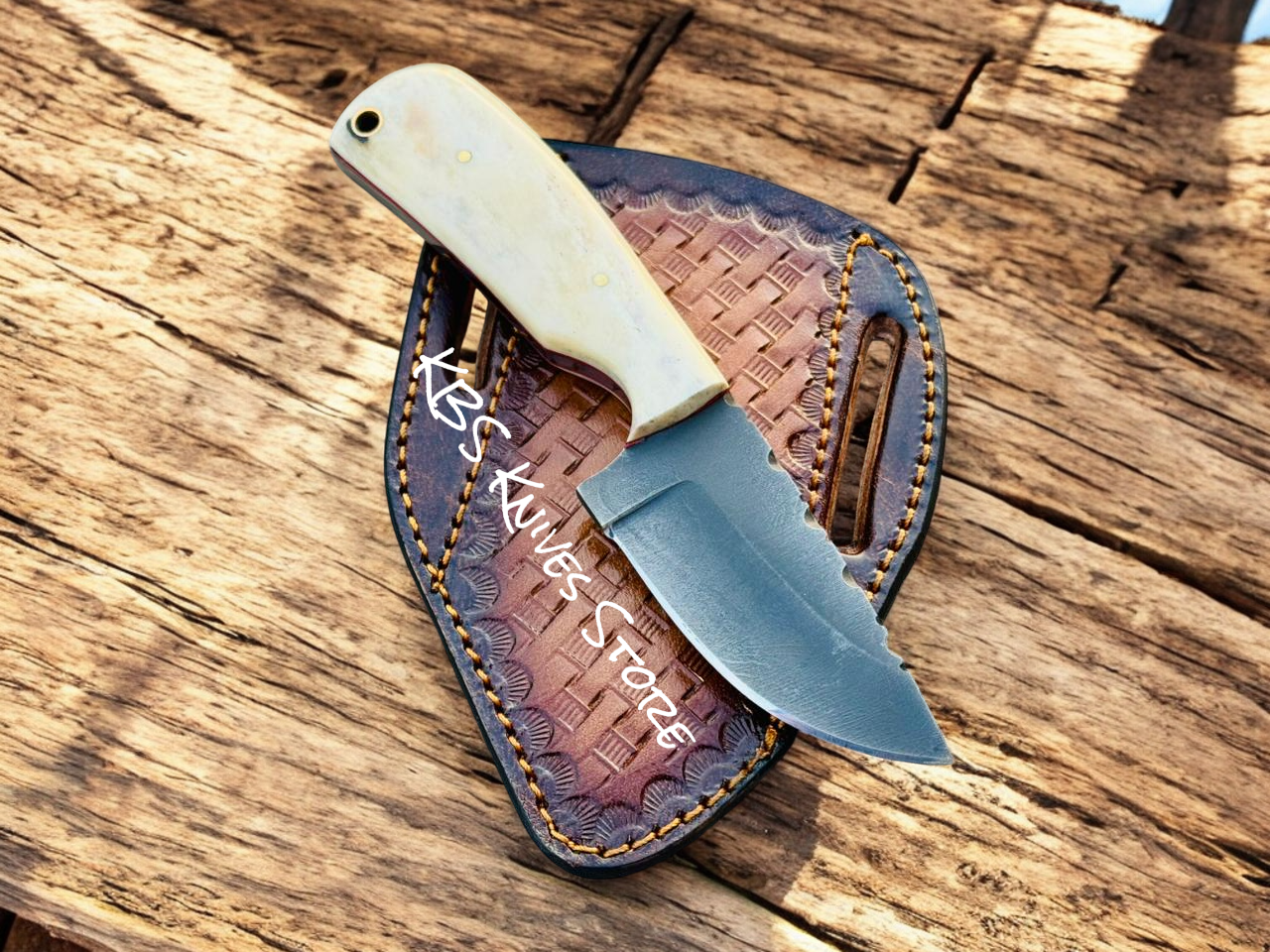 Fixed Blade Skinning Knife – 3.25" D2 Steel Blade with Bone Handle