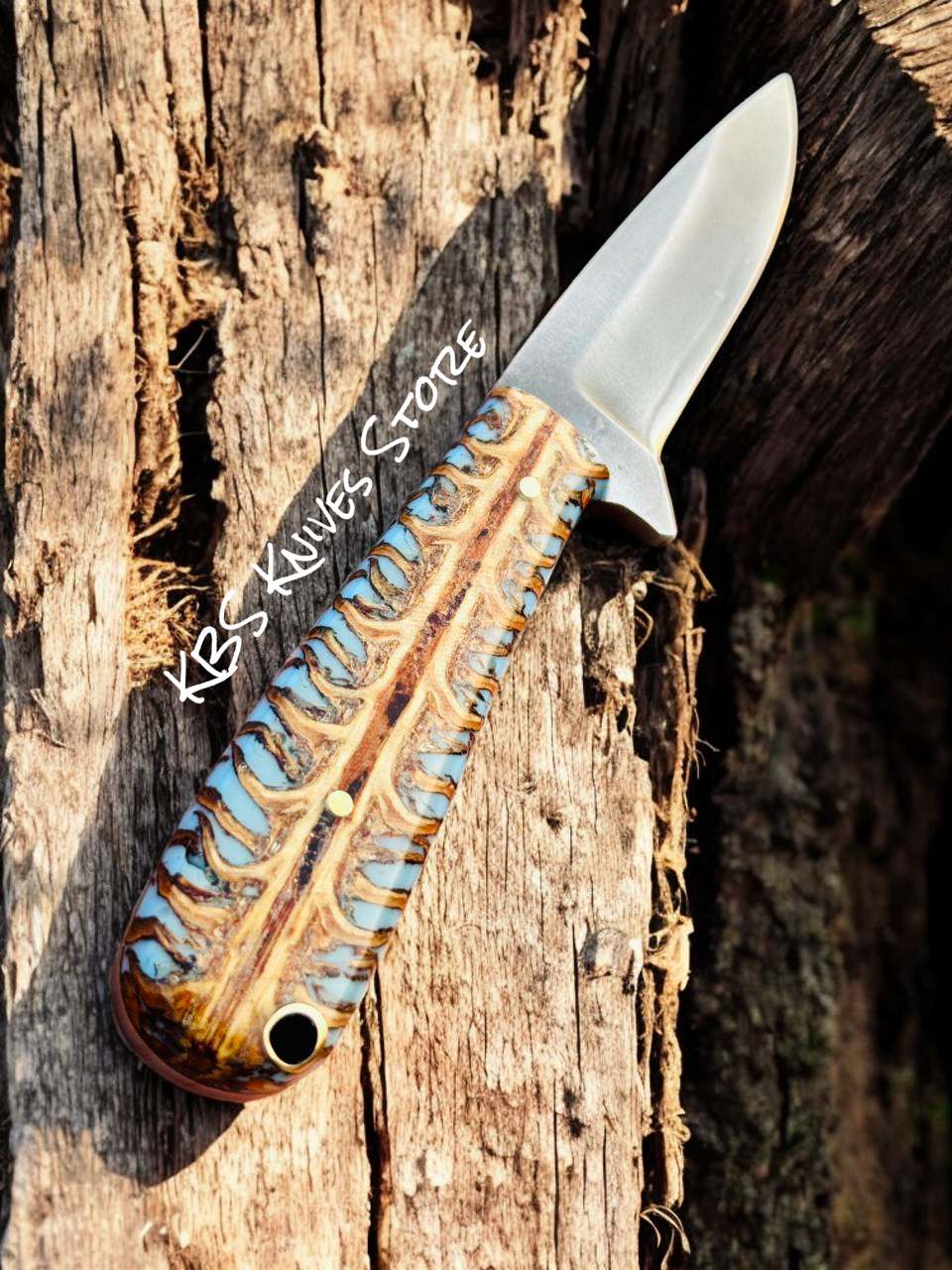 knife with Turquoise Pine cone handle