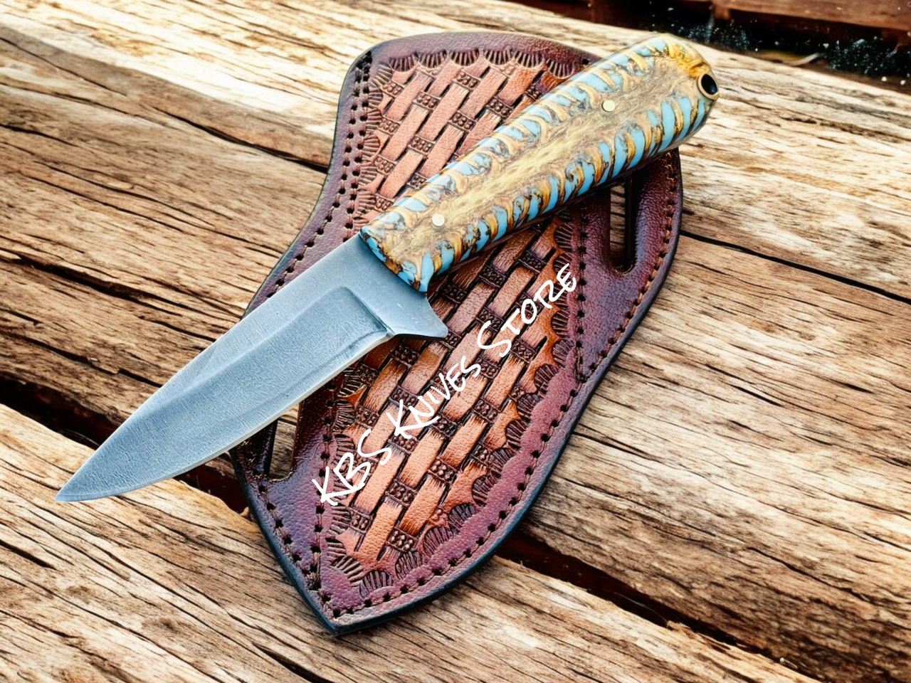Cowboy Knife with Pancake Sheath – Handmade D2 Steel Ranch Blade