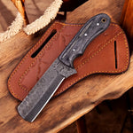 Damascus Bull Cutter Knife – 8" Handmade Raindrop Damascus

