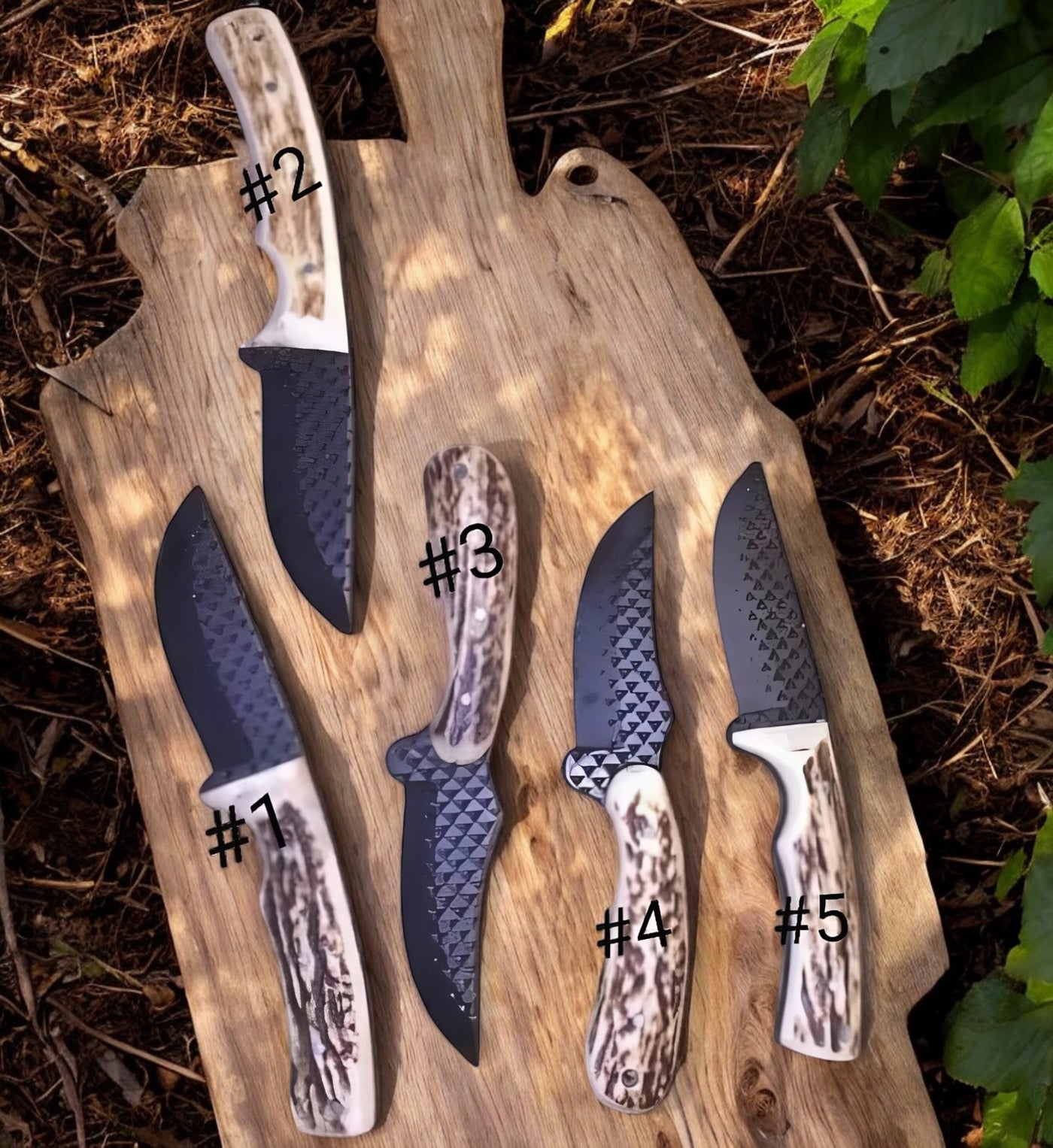 Ranch Cowboy Knives – Black Powder Coated Rasp Steel with Antler Horn Handle

