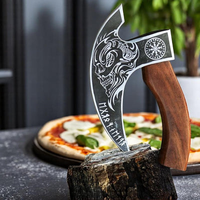 High Carbon Steel Pizza Axe on Wooden Surface