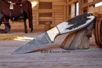 Buckaroo Western Cutlery Knife – Damascus Steel Blade and Antler Handle