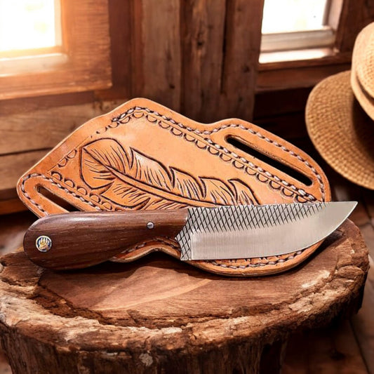 
Western Frontier Custom Handmade Cowboy Knife – 8.25" Rasp Steel Blade
