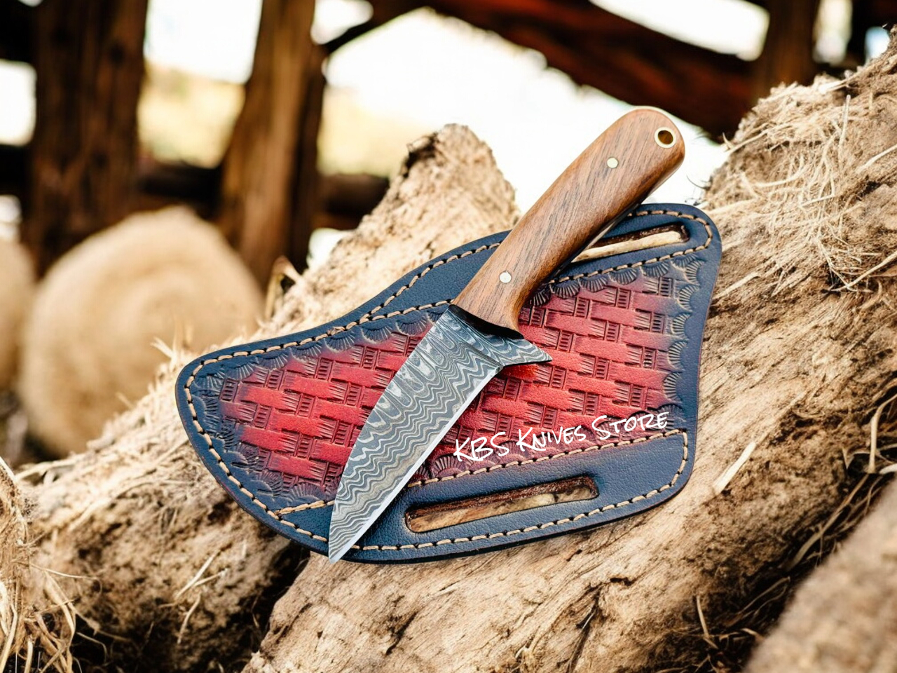 Best Farm Knife – 3.2" Damascus Blade with Walnut Wood Handle