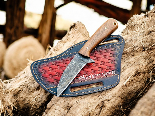 Best Farm Knife – 3.2" Damascus Blade with Walnut Wood Handle