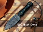 Cowboy Boot Knife – 6.2" Damascus Steel Blade with Buffalo Horn Handle & Western Sheath

