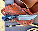 Cowboy Belt Knife with Black and white pearl Resin handle and western pancake sheath